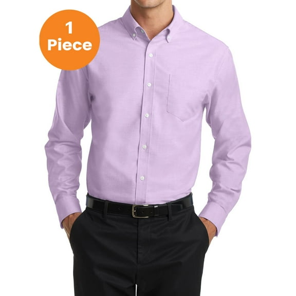 Port Authority S658 SuperPro Oxford Shirt , Soft Purple, L, Mens Casual Button Down Shirts