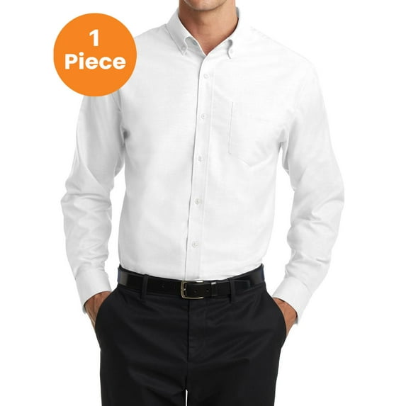 Port Authority S658 SuperPro Oxford Shirt , White, 2XL, Mens Casual Button Down Shirts
