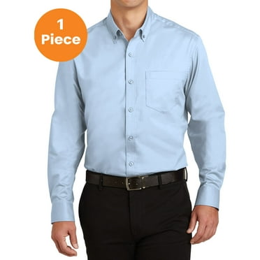 Port Authority S663 SuperPro Twill Shirt, Cloud Blue, M, Mens Casual Button Down Shirts