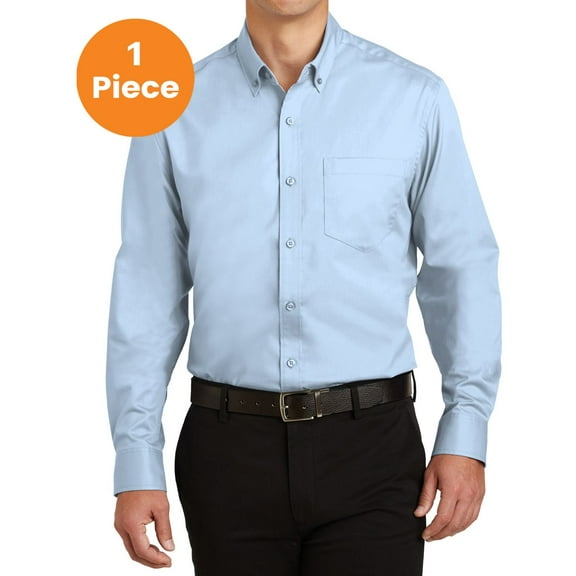 Port Authority S663 SuperPro Twill Shirt, Cloud Blue, S, Mens Casual Button Down Shirts
