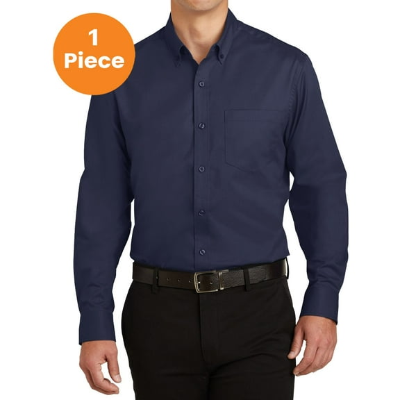 Port Authority S663 SuperPro Twill Shirt, True Navy, M, Mens Casual Button Down Shirts
