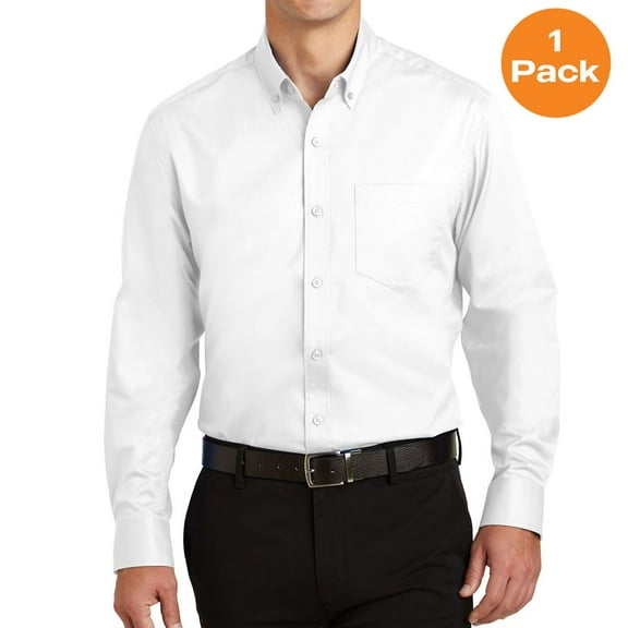 Port Authority S663 SuperPro Twill Shirt, White, 4XL, Mens Casual Button Down Shirts