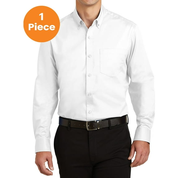 Port Authority S663 SuperPro Twill Shirt, White, XS, Mens Casual Button Down Shirts