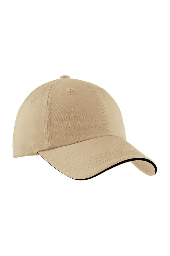 Sandwich Bill Cap With Striped Closure. C830 , C830 , Stone/ Black , One Size