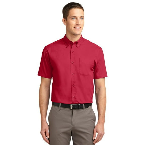 Port Authority Short Sleeve Easy Care Shirt-2XL (Red/Light Stone)