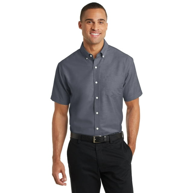 Port Authority Short Sleeve SuperPro Oxford Shirt-2XL (Black)
