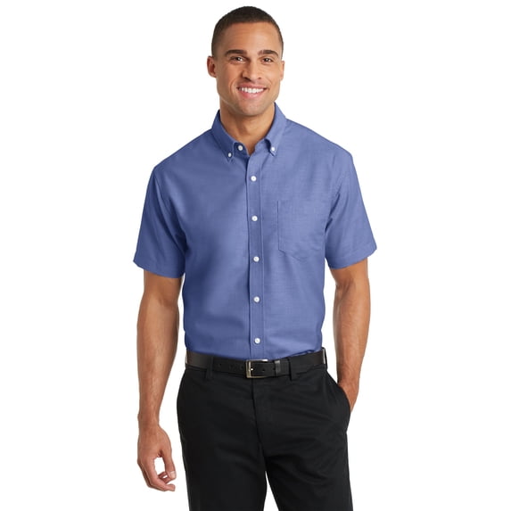 Port Authority Short Sleeve SuperPro Oxford Shirt-2XL (Navy)