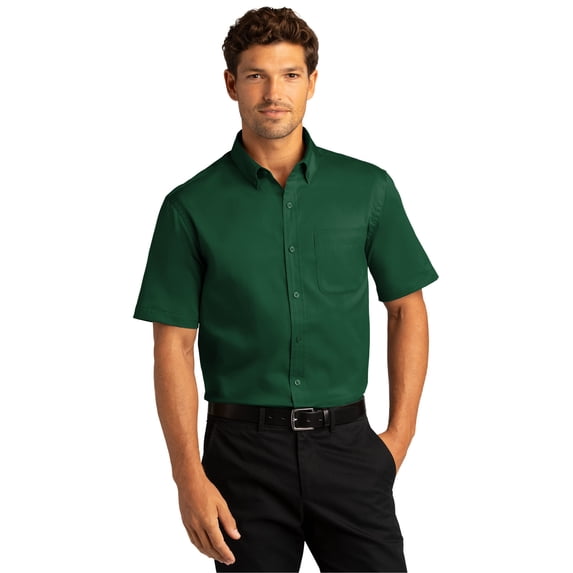 Port Authority Short Sleeve SuperPro React Twill Shirt. W809 - XL Dark Green