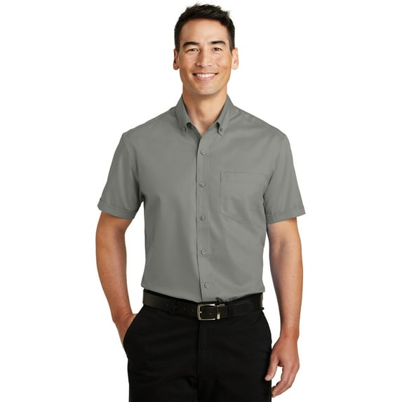 Port Authority Short Sleeve SuperPro Twill Shirt-4XL (Monument Grey)