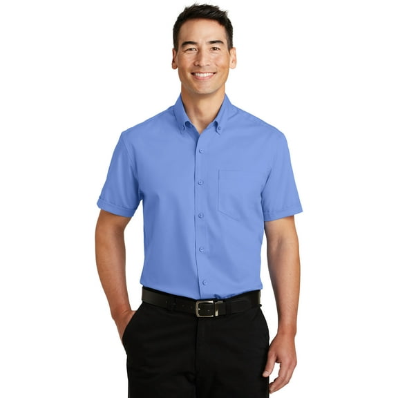 Port Authority Short Sleeve SuperPro Twill Shirt-M (Ultramarine Blue)