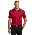 thumbnail image 1 of Port Authority Silk Touch Performance Colorblock Stripe Polo-4XL (Red/ Black), 1 of 6
