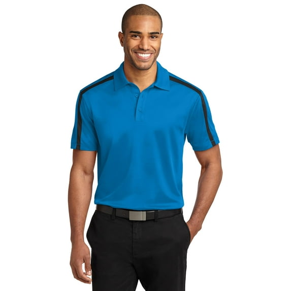 Port Authority Silk Touch Performance Colorblock Stripe Polo-L (Brilliant Blue/ Black)