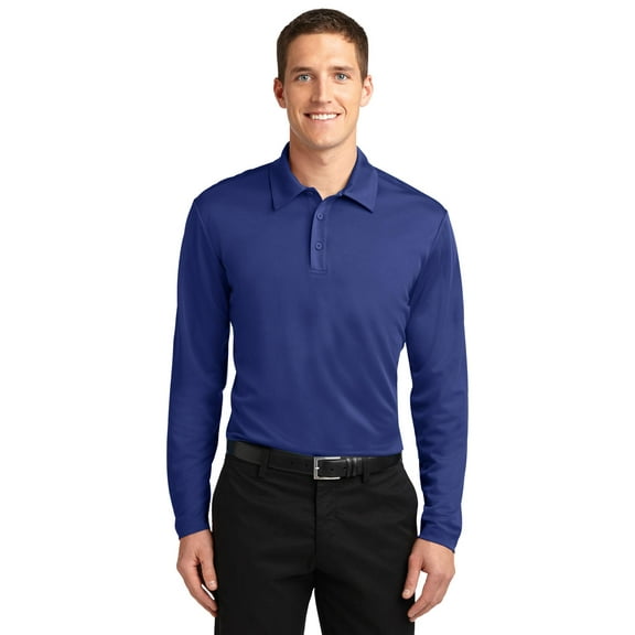 Port Authority Silk Touch Performance Long Sleeve Polo-XL (Royal)