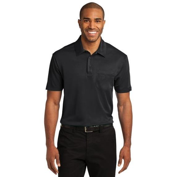 Port Authority Silk Touch Performance Pocket Polo-L (Black)