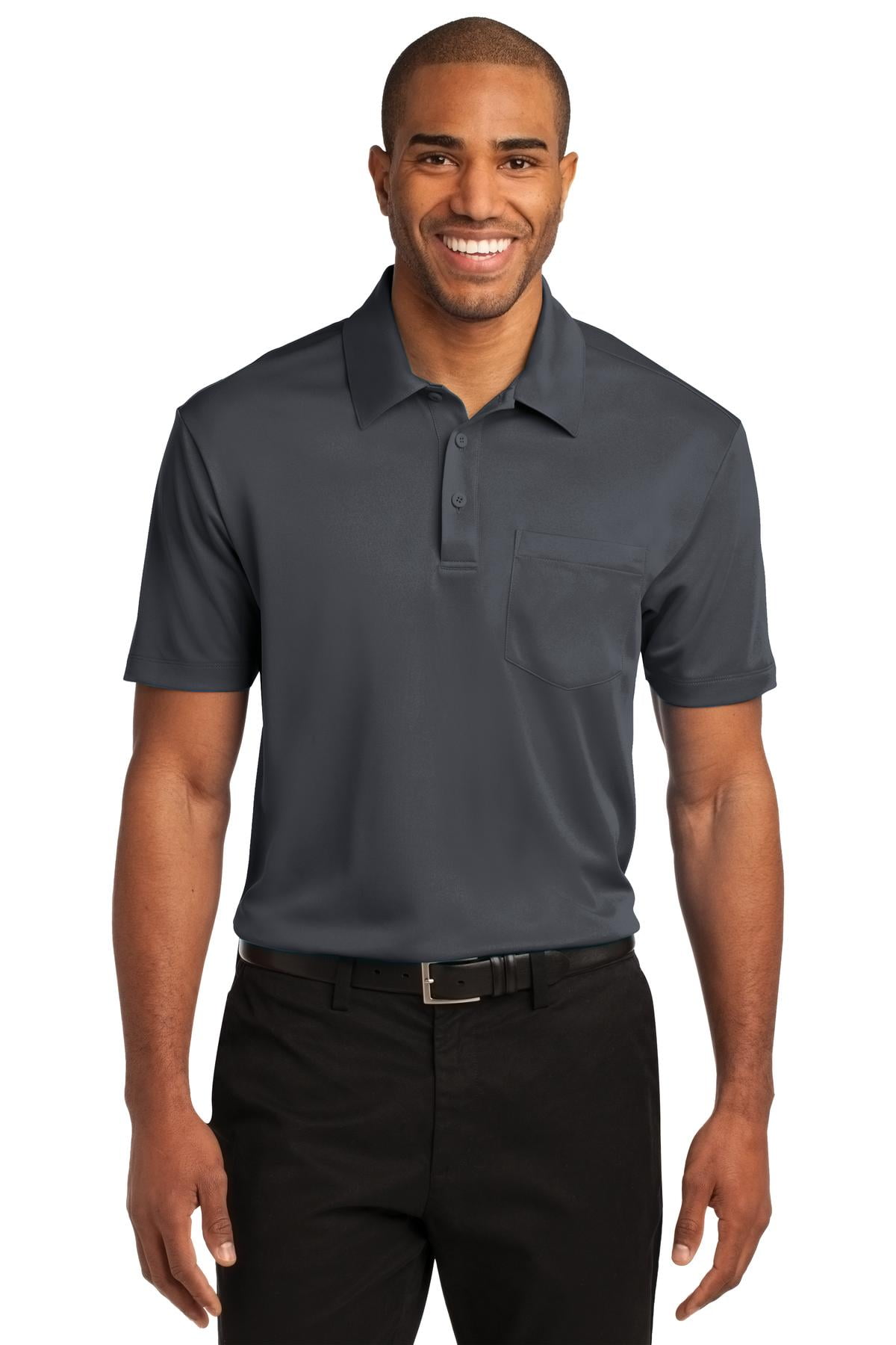 Port Authority Silk Touch Performance Pocket Polo M Steel Grey