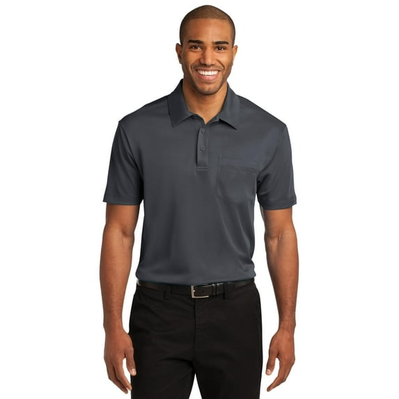 Port Authority Silk Touch Performance Pocket Polo-S (Steel Grey)