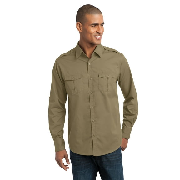 Port Authority Stain Resistant Roll Sleeve Twill Shirt S649 4X-Large Vintage Khaki