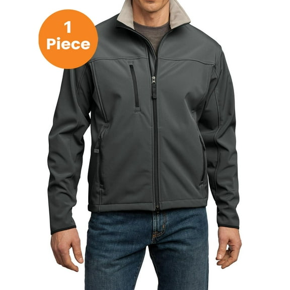 Port Authority TLJ790 Tall Glacier Soft Shell Jacket, Smoke Grey/ Chrome, LT, Big and Tall Coats and Jackets