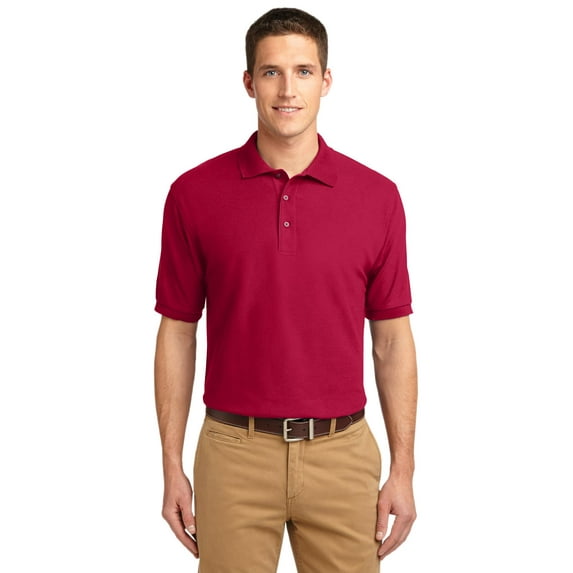 Port Authority TLK500 Mens Tall Silk Touch Polo T-Shirt, Red - Large Tall