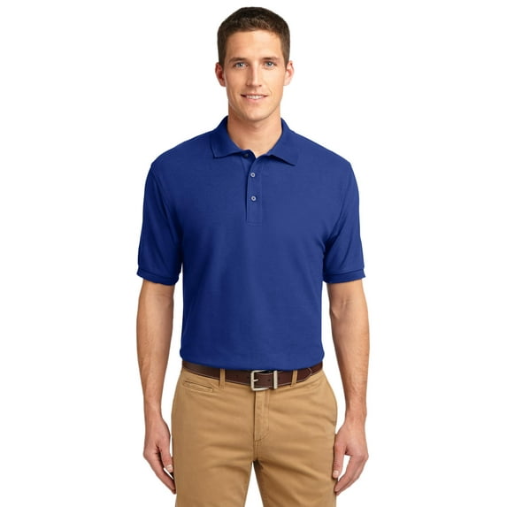 Port Authority TLK500 Mens Tall Silk Touch Polo T-Shirt, Royal Blue - Large Tall