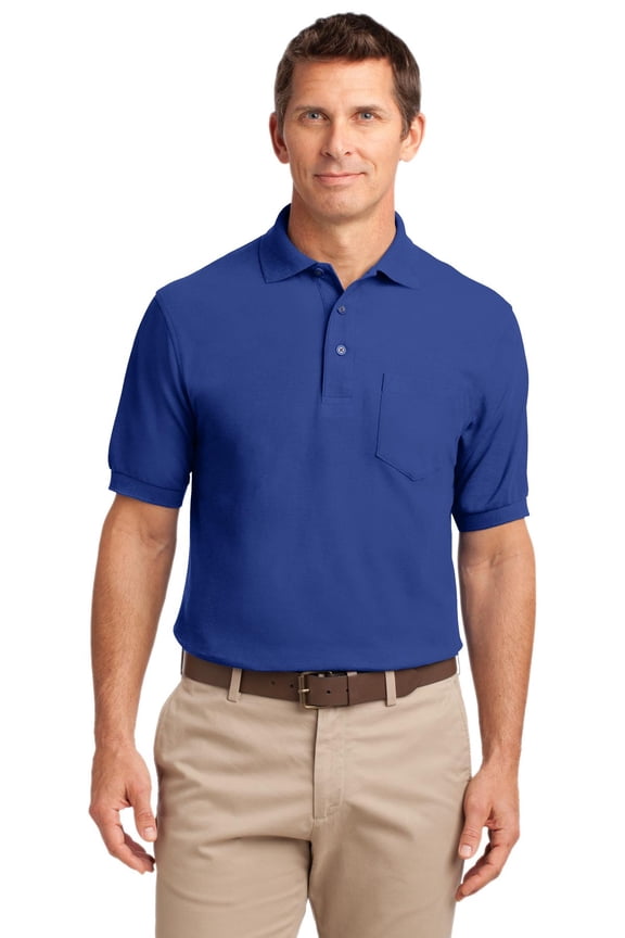 TLK500P Mens Silk Touch Polo T-Shirt with Pocket, Royal - Extra Large Tall