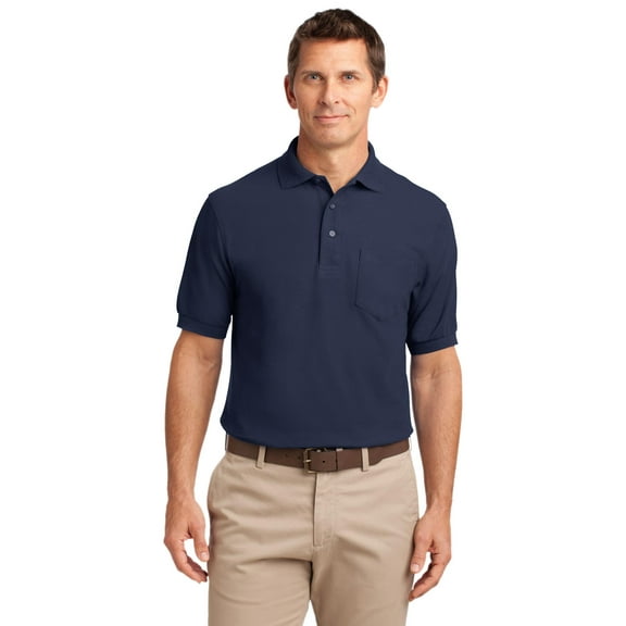 Port Authority TLK500P Tall Silk Touch Polo with Pocket, Ultramarine Blue, 4XLT, Mens Polo Shirts