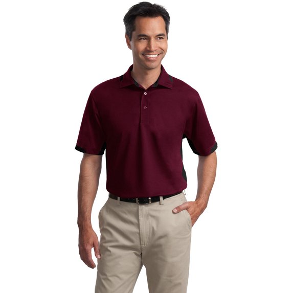 Port Authority TLK524 Tall Colorblock Polo Shirt - Maroon/ Black - Large Tall