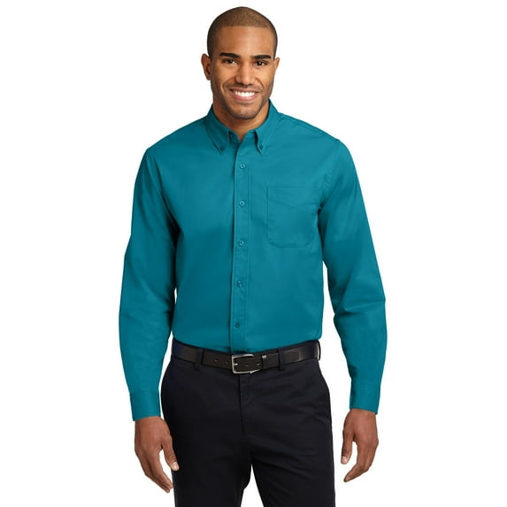 Port Authority TLS608 Mens Long Sleeve Easy Care Shirt, Teal Green - Large Tall