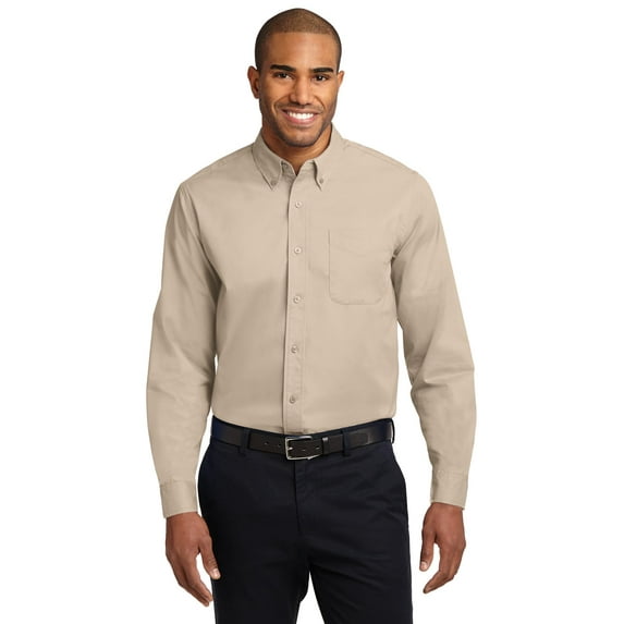 Port Authority TLS608 Mens Tall Long Sleeve Easy Care Shirt, Stone - 2XL Tall