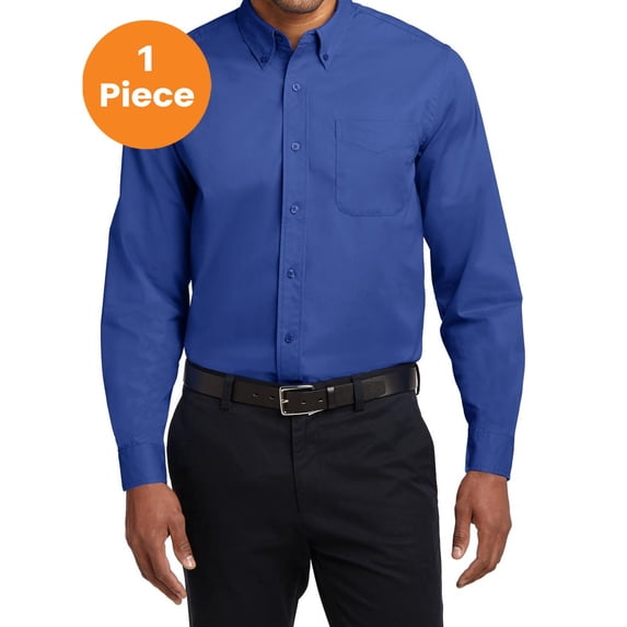 Port Authority TLS608 Tall Long Sleeve Easy Care Shirt , Royal/ Classic Navy, LT, Mens Casual Button Down Shirts