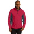 thumbnail image 1 of Port Authority TLJ318 Mens Tall Core Colorblock Soft Shell Jacket, Rich Red & Battleship Grey - 4XLT, 1 of 5