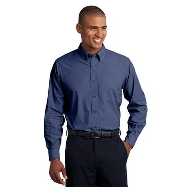 Port Authority Tall Crosshatch Easy Care Shirt-2XLT (Deep Blue)