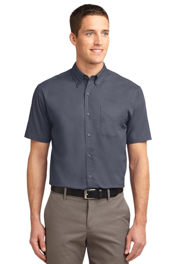 Tall Short Sleeve Easy Care Shirt-LT (Steel Grey/ Light Stone)