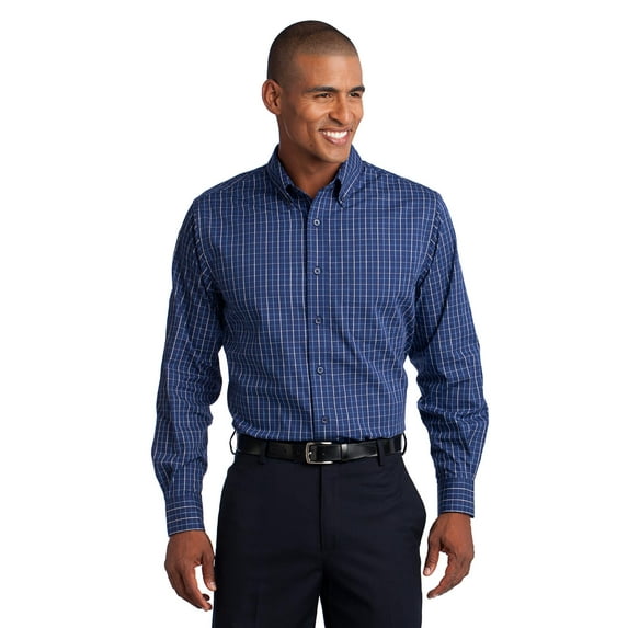 Port Authority Tattersall Shirt (S642) Navy/White, 2XL