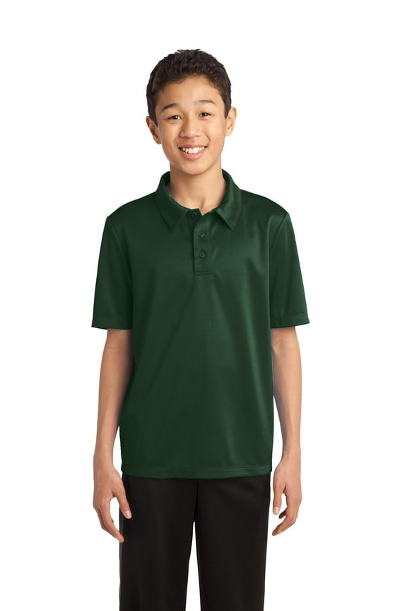 Teen Unisex Regular Plain Short Sleeves Polo Dark Green Small