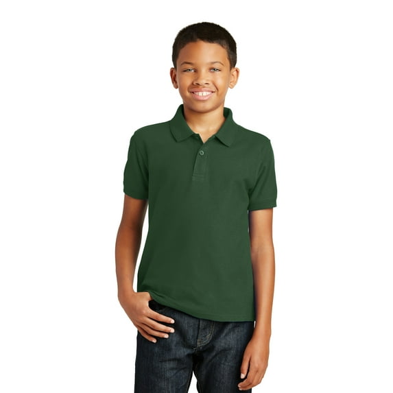 Port Authority Teen Unisex Regular Plain Short Sleeves Polo Deep For Green Small