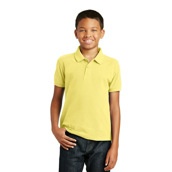 Port Authority Teen Unisex Regular Plain Short Sleeves Polo Lemon Drop Ylw Large