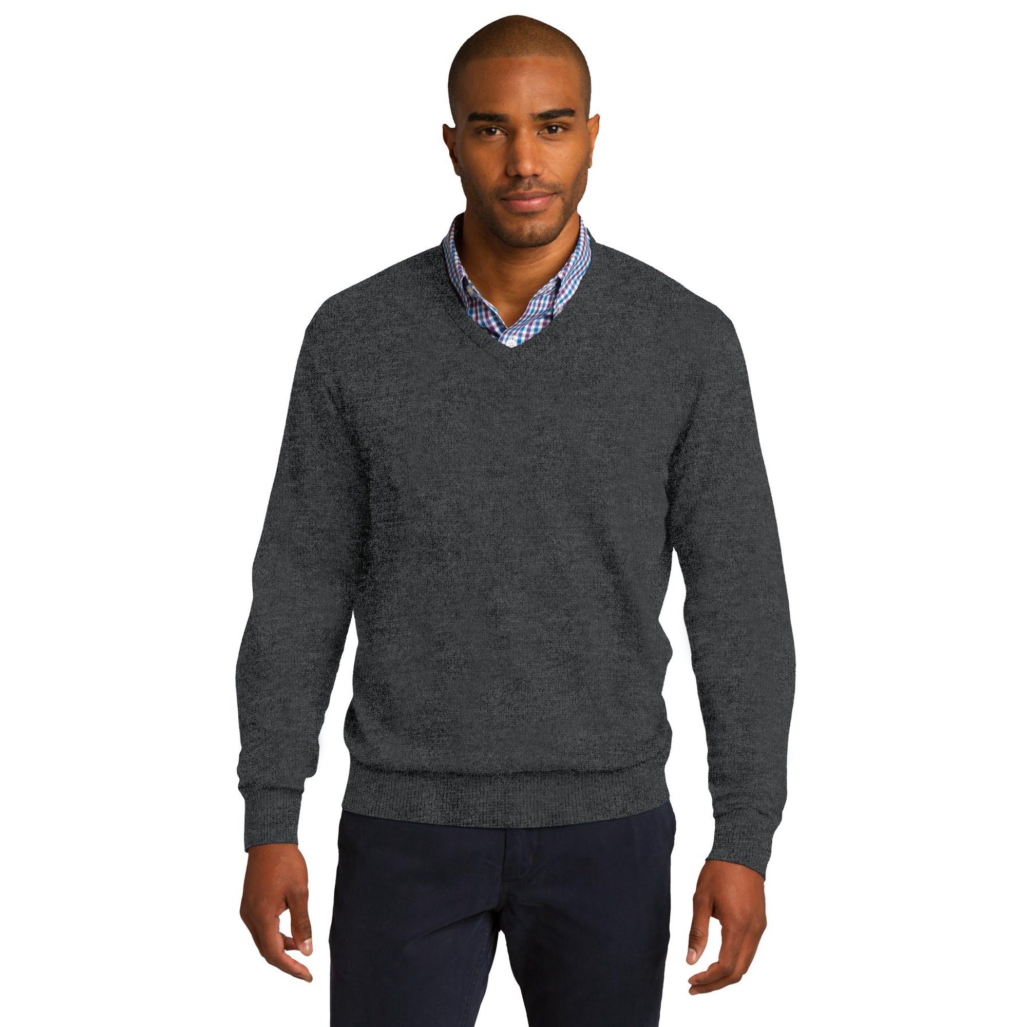 Port Authority V Neck Sweater-4XL (Charcoal Heather) - Walmart.com