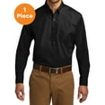 thumbnail image 1 of Port Authority W100 Long Sleeve Carefree Poplin Shirt, Deep Black, 4XL, Mens T-Shirts, 1 of 1