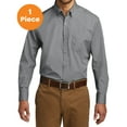 thumbnail image 1 of Port Authority W100 Long Sleeve Carefree Poplin Shirt, Gusty Grey, 3XL, Mens T-Shirts, 1 of 1