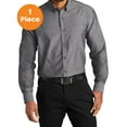 thumbnail image 1 of Port Authority W382 Long Sleeve Chambray Easy Care Shirt, Deep Black, 4XL, Men's Dress Shirt, 1 of 1