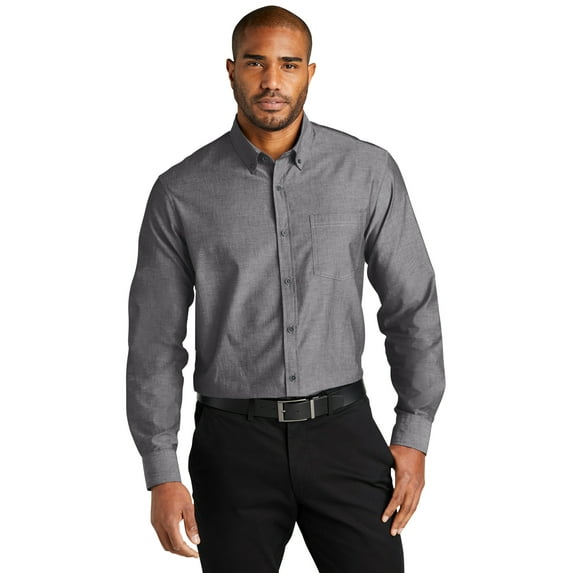 Port Authority W382 Long Sleeve Chambray Easy Care Shirt, Men's Dress Shirt