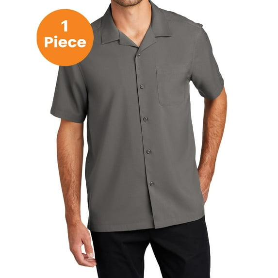 Port Authority W400 Short Sleeve Performance Staff Shirt , Graphite, 2XL, Mens Casual Button Down Shirts
