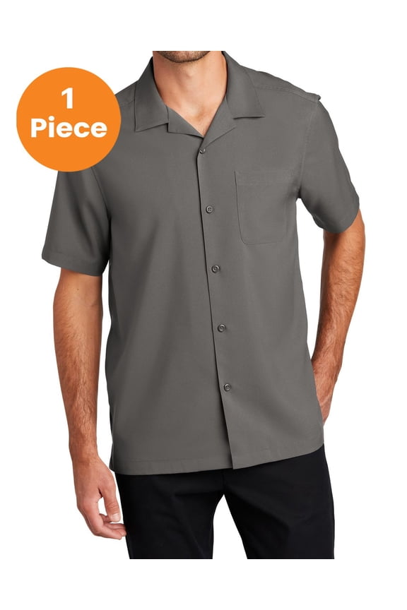 W400 Short Sleeve Performance Staff Shirt , Graphite, XS, Mens Casual Button Down Shirts