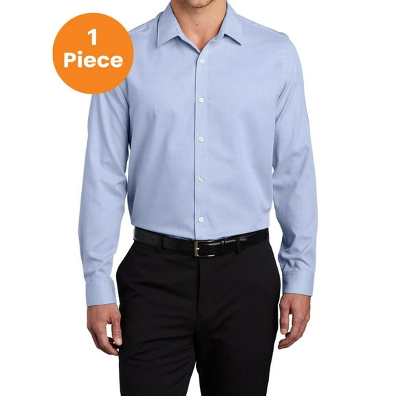 Port Authority W645 Pincheck Easy Care Shirt, Blue Horizon/ White, 3XL, Mens Casual Button Down Shirts