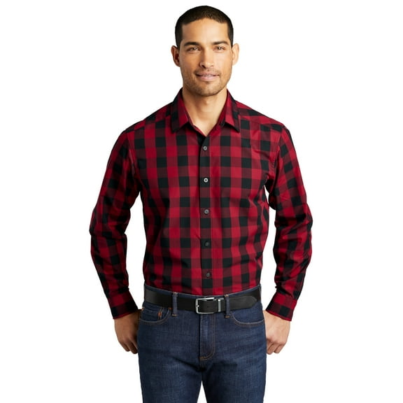 Port Authority W670 Everyday Plaid Shirt, Rich Red, XL
