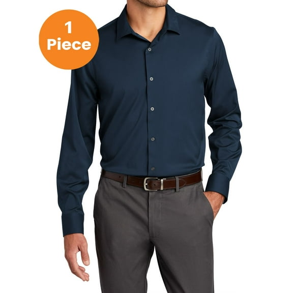 Port Authority W680 City Stretch Shirt, River Blue Navy, 4XL, Mens Casual Button Down Shirts