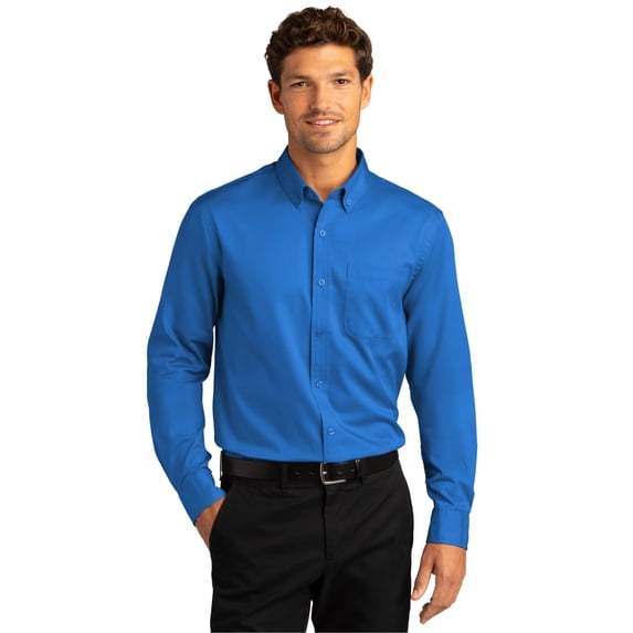 Port Authority W808 Long Sleeve React Twill Shirt, Mens Casual Button Down Shirts