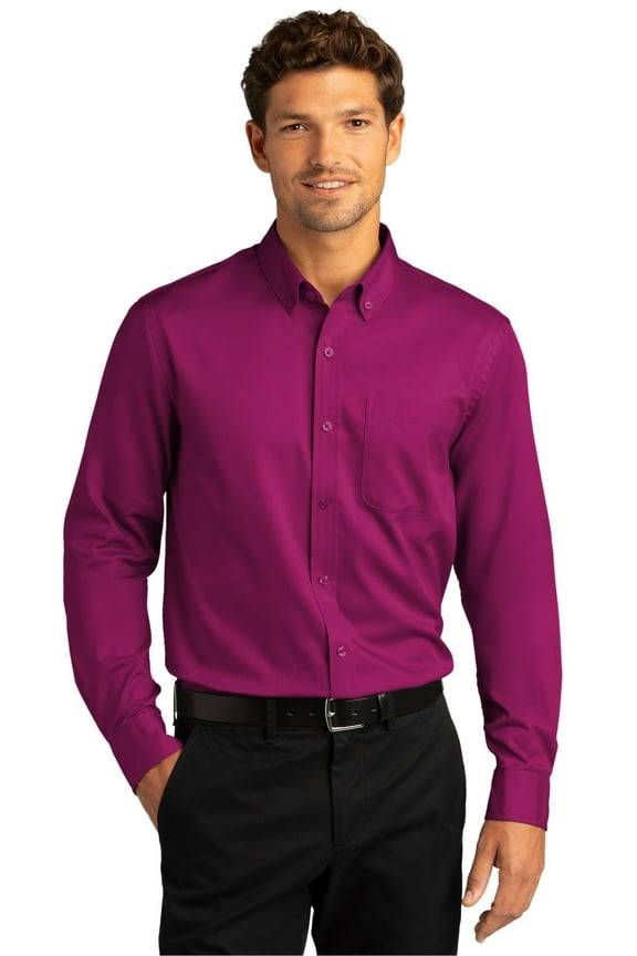 W808 Long Sleeve SuperPro React Twill Shirt, Wild Berry, XL