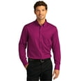thumbnail image 1 of Port Authority W808 Long Sleeve SuperPro React Twill Shirt, Wild Berry, XS, 1 of 4